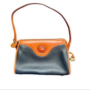 Vintage Dooney & Bourke Navy and Brown Leather Satchel